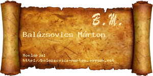 Balázsovics Márton névjegykártya